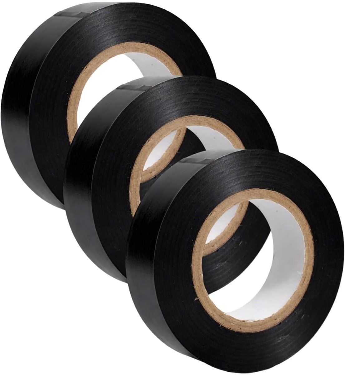 Plakband, zwart, 18 mm x 20 m, isolatie van pvc, 0,13 mm, 3 stuks, ideaal voor elektrische isolatie, reparaties en organisatie van kabels