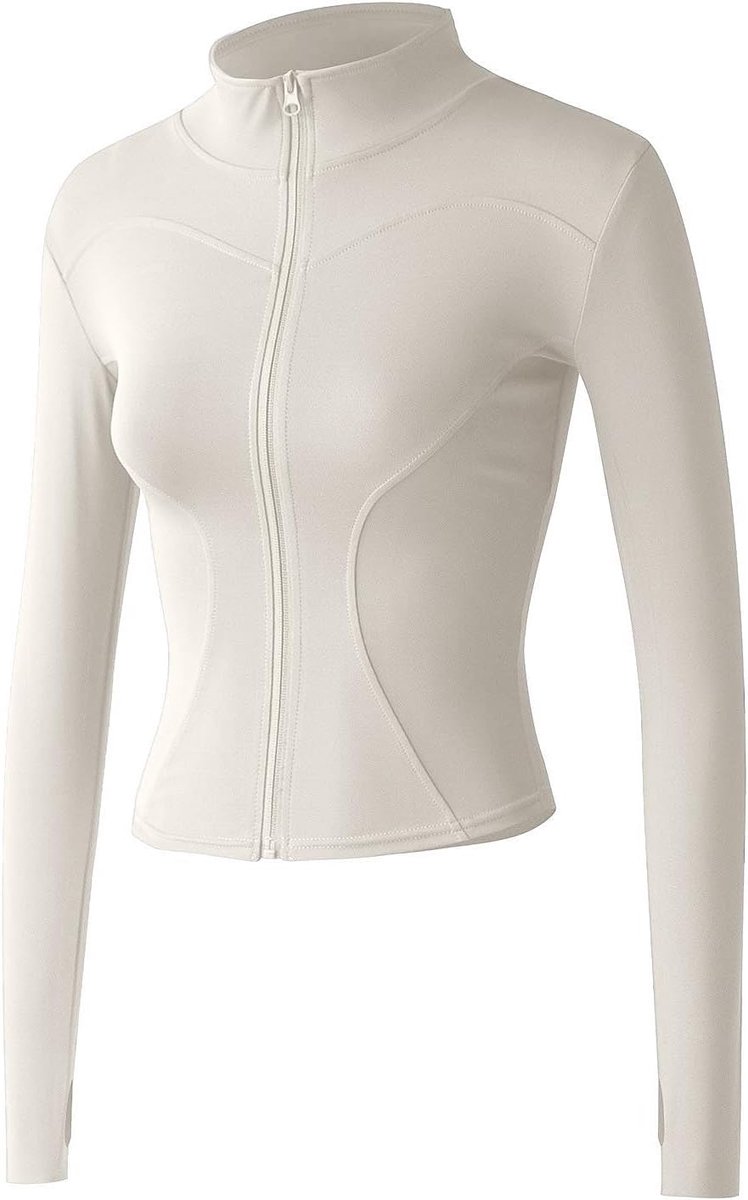 Dames Slim Fit Lichtgewicht Atletische Volledige Zip Stretchy Workout Running Track Jacket met Duimgaten
