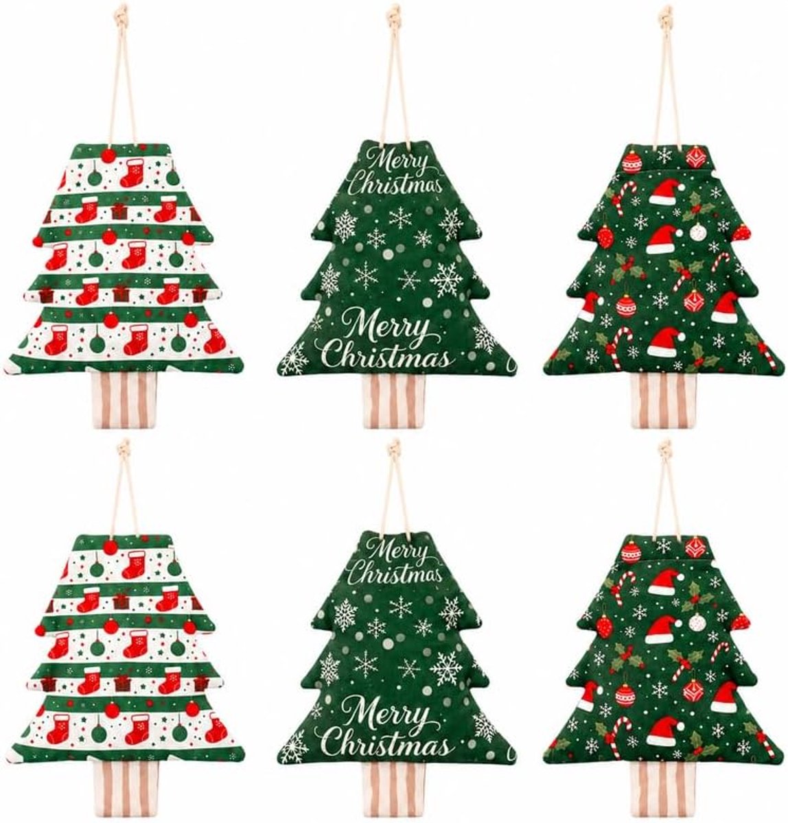 Kerstboom stoffen zakken 6-delige set, decoratief