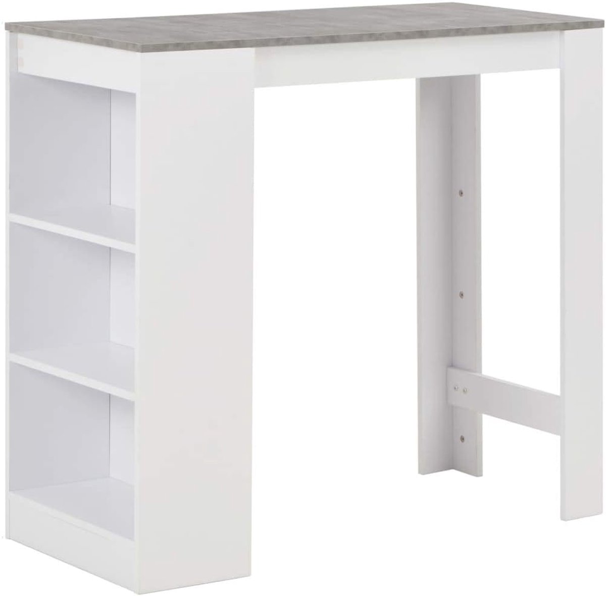 Bartafel met plank, wit, 110 x 50 x 103 cm, statafel met 3-traps opbergrek voor keuken en eetkamer, rek, bartafel