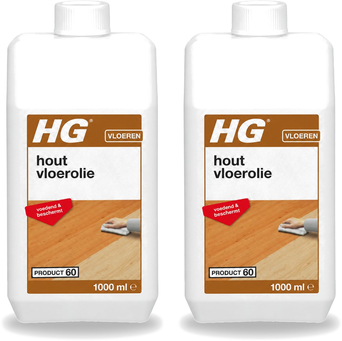 2 x HG - Vloerreinigingsmiddel - Hout Vloerolie - Voedend & Beschermt - 1L - Voordeelverpakking - 2 stuks