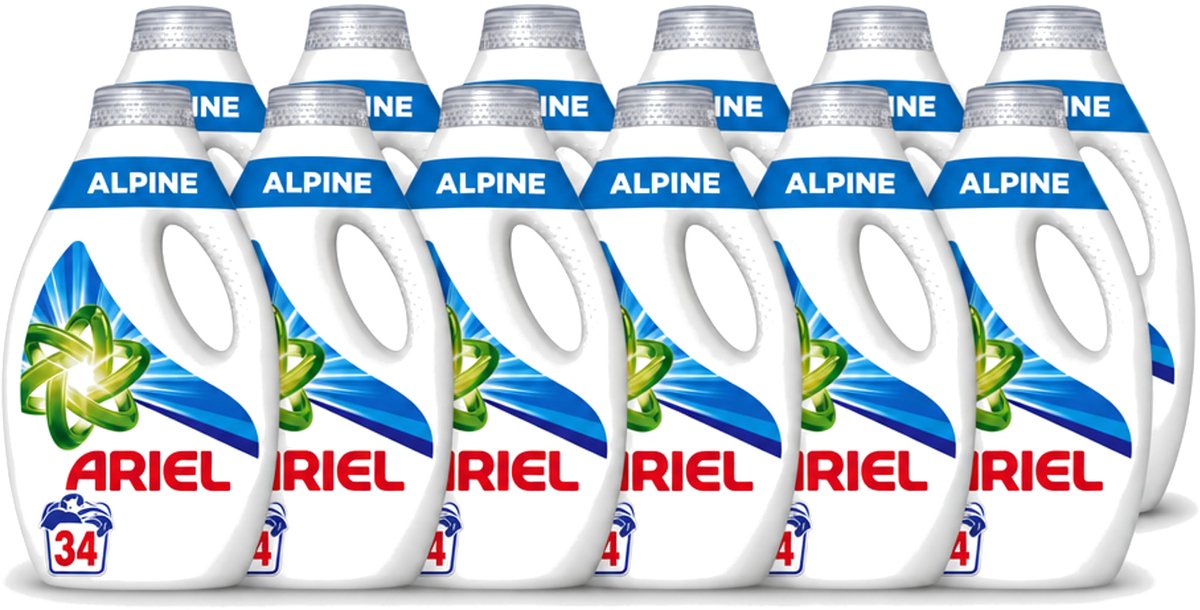12 x Ariel – Vloeibaar Wasmiddel – Alpine – 1530 ml – 34 wasbeurten - Voordeelverpakking - 12 stuks