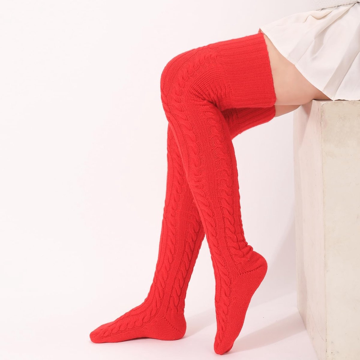 Thermische Sokken - Rood - Overknee Kousen - Gebreid - Voor Dames