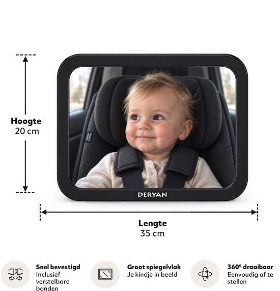Deryan Luxe XL Autospiegel Baby Verstelbaar - Kinderspiegel Auto - Achterbank Spiegel Baby van Deryan — afbeelding 4