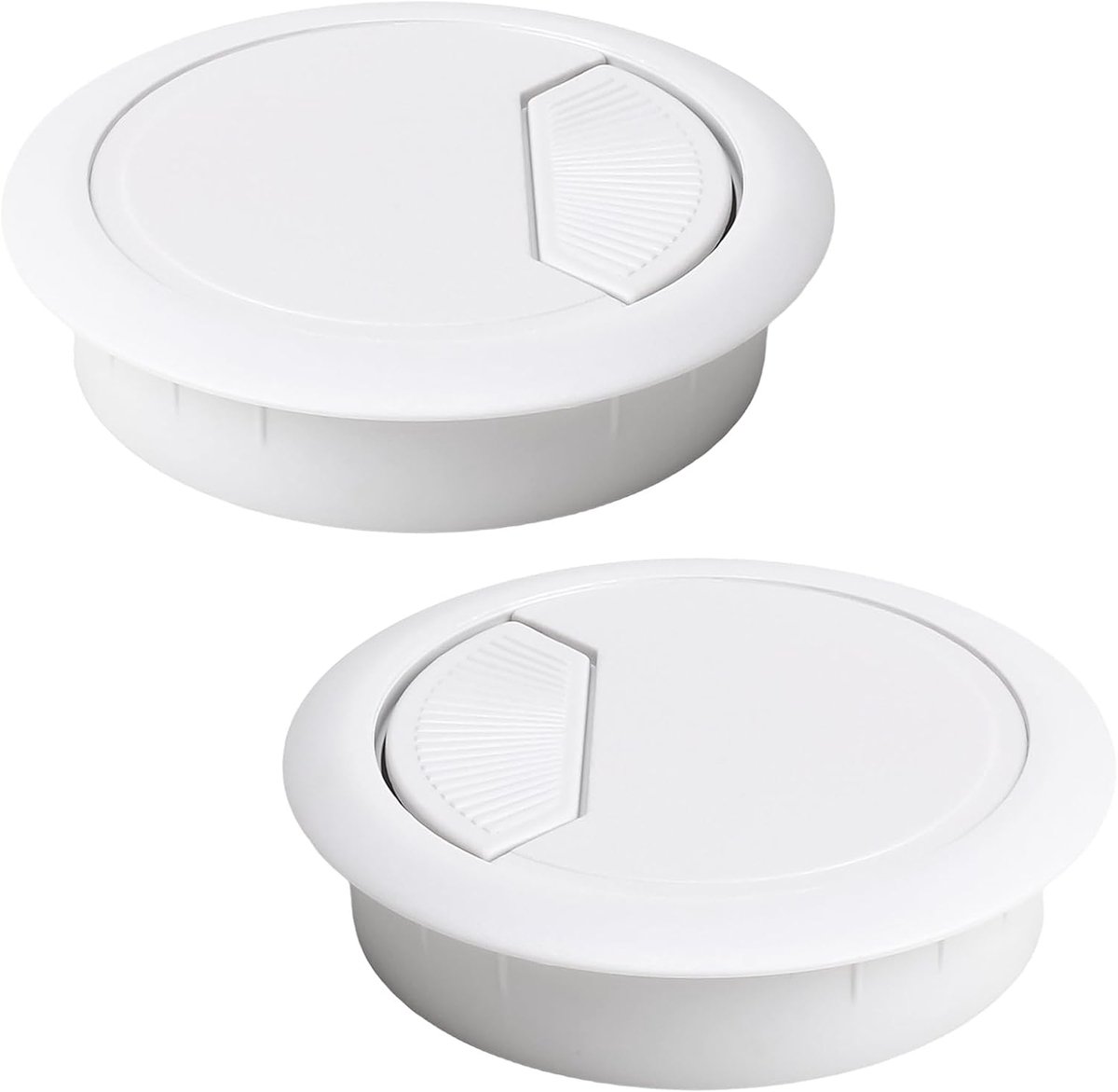 2 stuks kabeldoorvoer voor bureau, 60 mm, kabeldoorvoer, wit