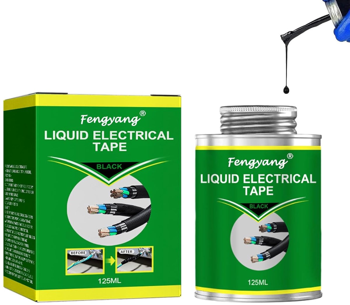 SnelShoppen - Liquid Rubber Tape Zwart - Waterdichte Isolatie Tape voor Elektrische Kabels - Voorkom Elektrische Lekkage - Sterke Afsluiting - 50ml