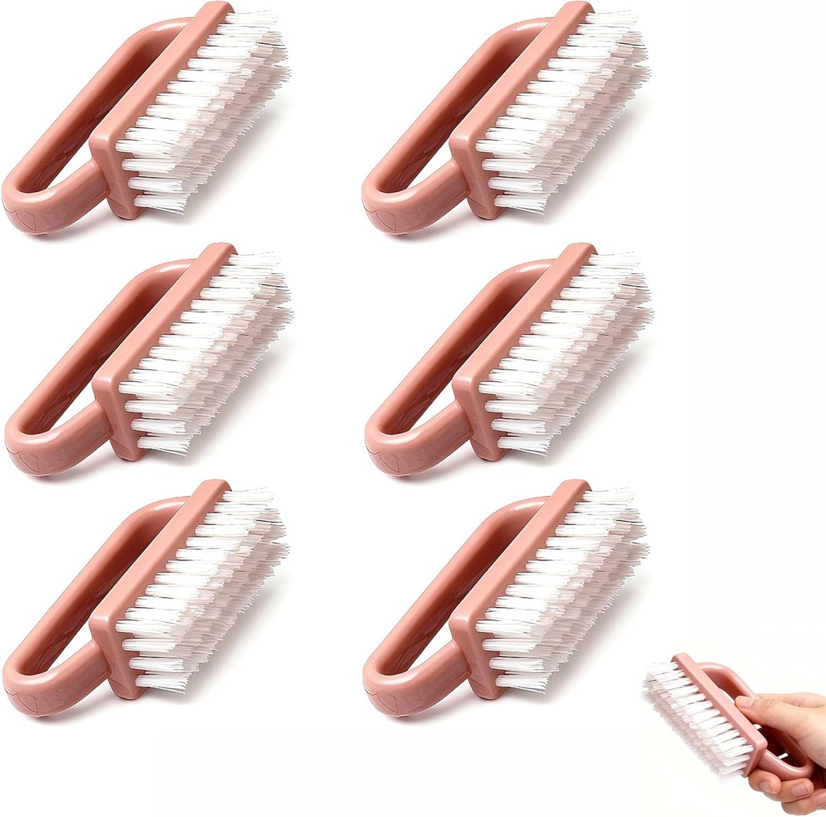 Nail brush set 6 stuks - plastic handborstel - stevig en duurzaam - ideaal voor manicure - ShopVlot