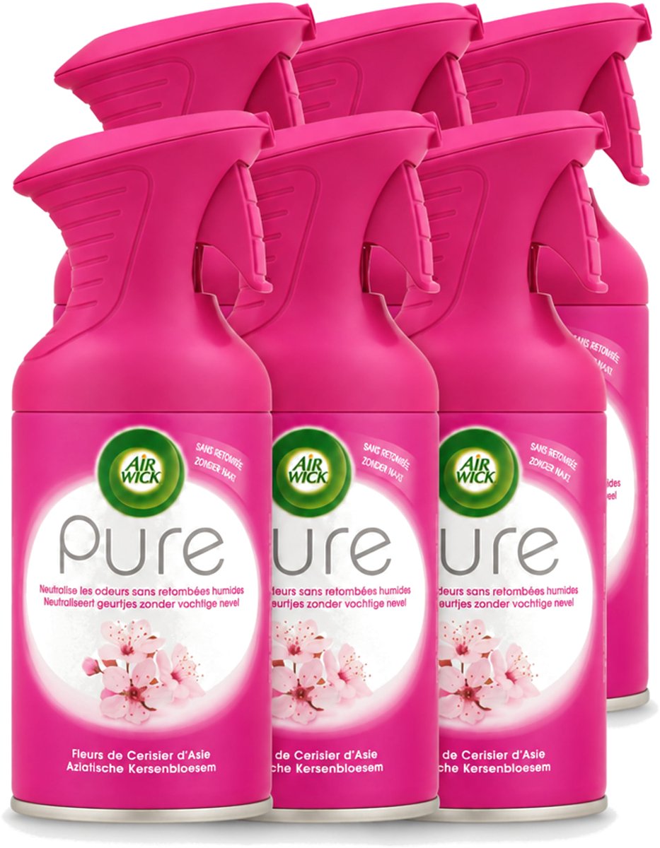 6 x Air Wick - Luchtverfrisser Spray - Aziatische Kersenbloesem - 250ml - Voordeelverpakking - 6 stuks