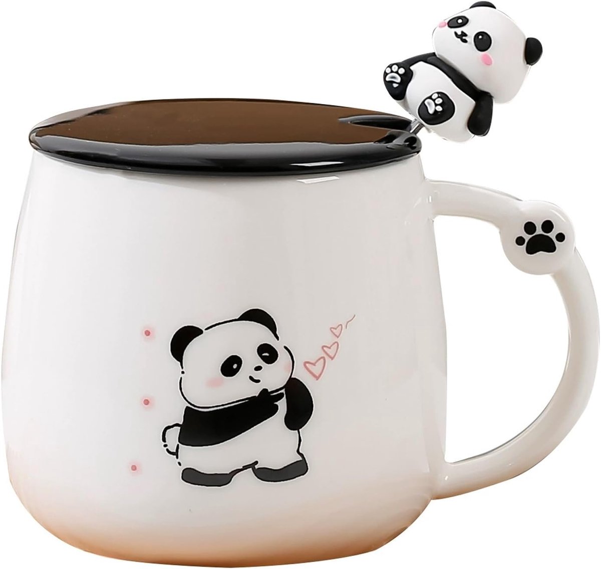 Mok, cadeau voor kinderen, keramische mok met deksel, roestvrijstalen lepel, koffiemok, theekop, grappige cadeaus voor vrouwen, schattige mokken, vriend