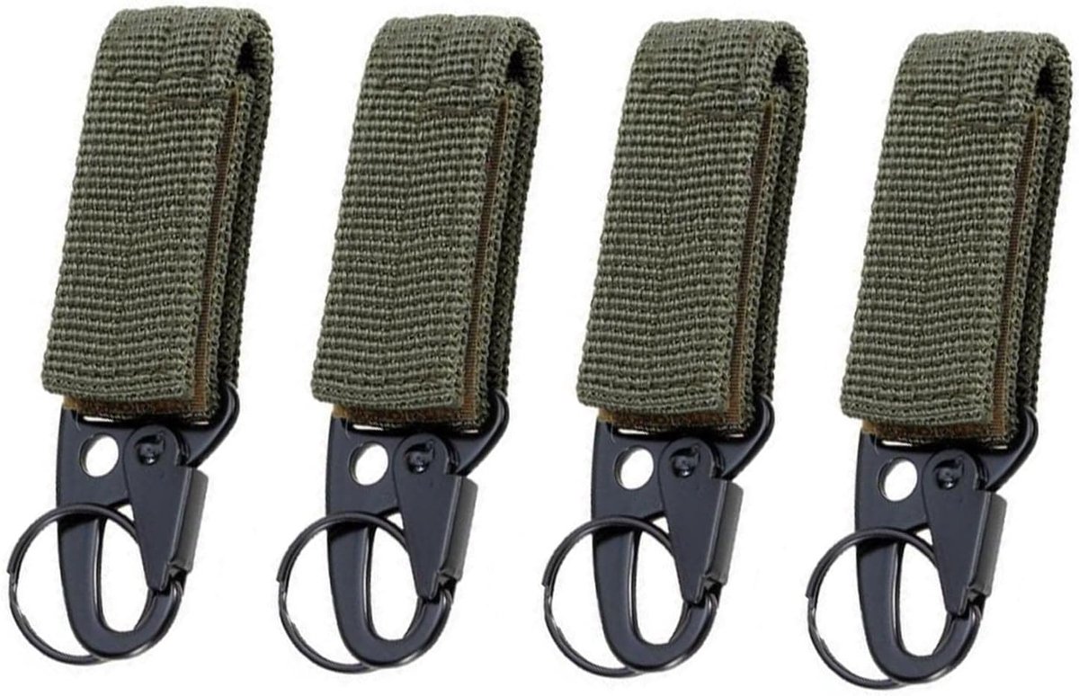 4 stuks tactische sleutelhangers nylon, Tactical Gear karabijnclip Molle karabijnhaak sleutelhaak voor bergbeklimmen, kamperen, wandelen, outdooractiviteiten