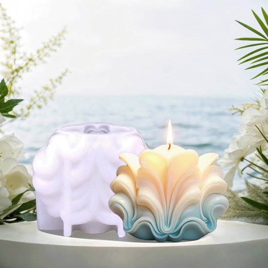 3D Schelpvorm Kaarsenvorm Geurkaars Vormen Silicone Gietvorm DIY Silicone Gietvorm Voor Het Gieten Zelf Maken Set Ijsvorm — afbeelding 5