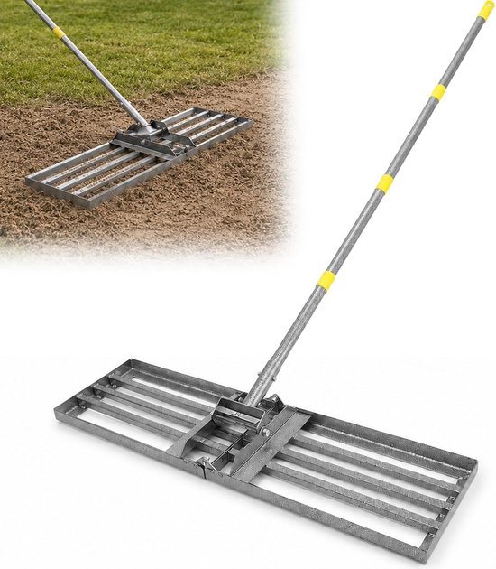 Egaliseerhark 76 x 25 cm met 213 cm Steel, Gazon Nivelleer Gereedschap voor Grond en Gras, Geschikt voor Zand, Aarde en Topdressing, Stevig en Duurzaam Tuingereedschap — afbeelding 5