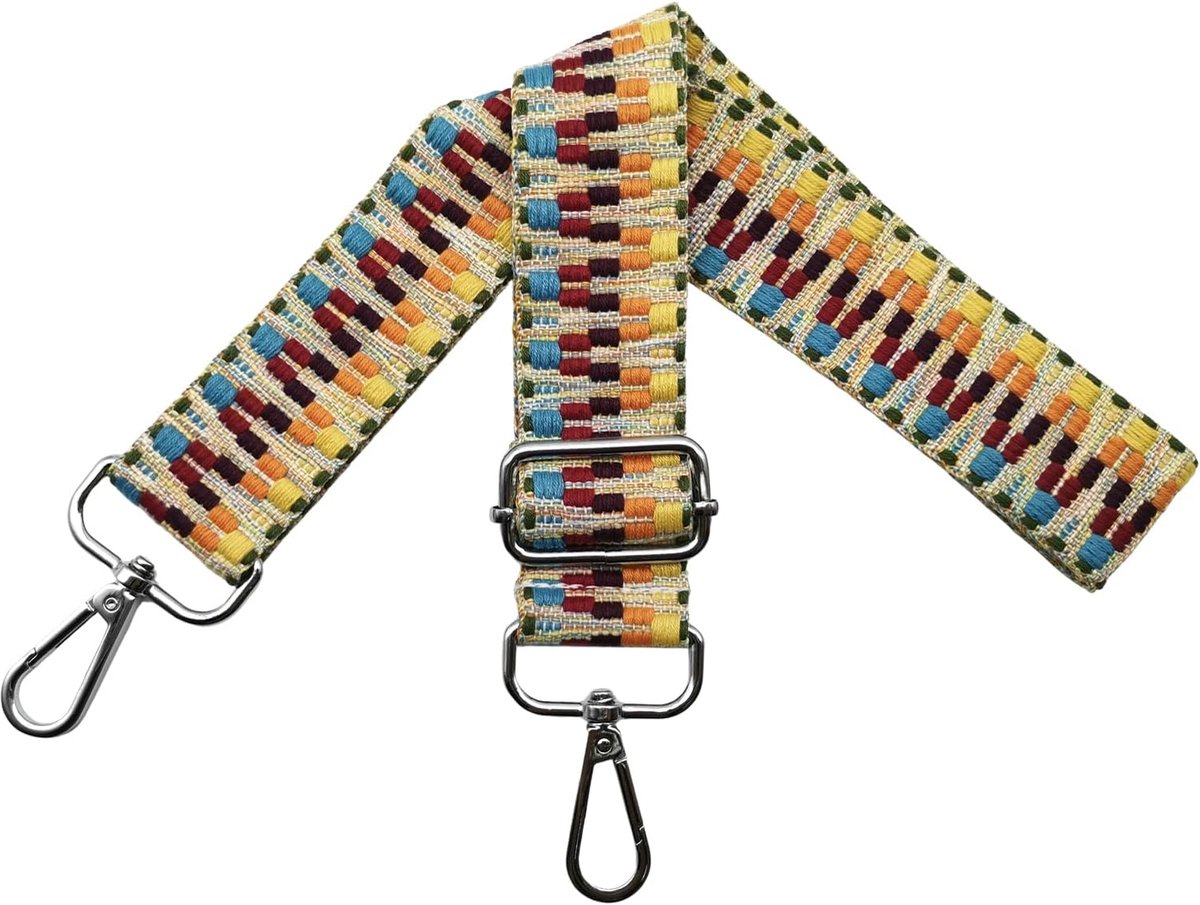 Schouderriem voor dameshandtas, vervangende riem voor 3,8 cm brede tas met zilverkleurige karabijnhaken, verstelbare schouderriem voor handtassen, crossbody, kleurrijk, S, geel/clash-kleur, 80-130cm