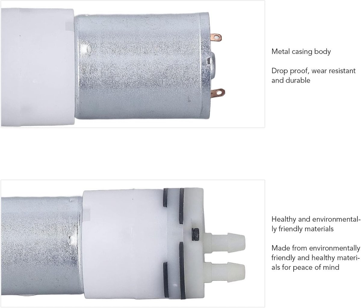 12V DC Mini-luchtpomp, Micro-vacuümpomp voor Waterdispenser, Airconditioning, Koffiezetapparaat, Geluidsarm, Explosiebestendig met 5 M Lift, Hoge Druk, Compact Ontwerp