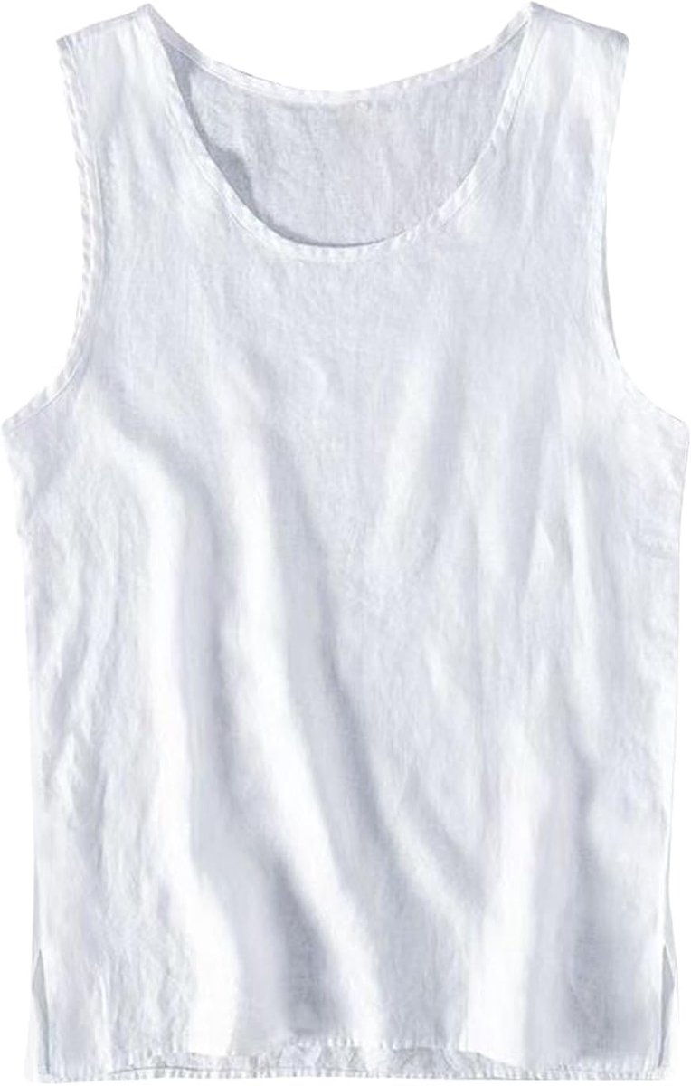Zomer-T-shirt voor heren, retro, linnen, los, casual, linnen schouders, dun en ademend vest voor heren