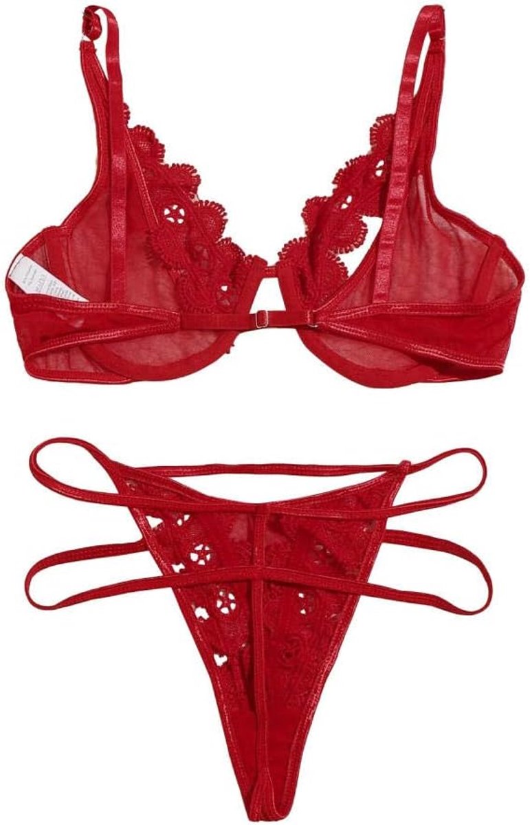 Lingerie & ondergoed Dames Sexy Lingerie See Through Lace Hollow Out Bh Thong Ondergoed Erotische Kostuum Vrouwen Porno Nachtkleding