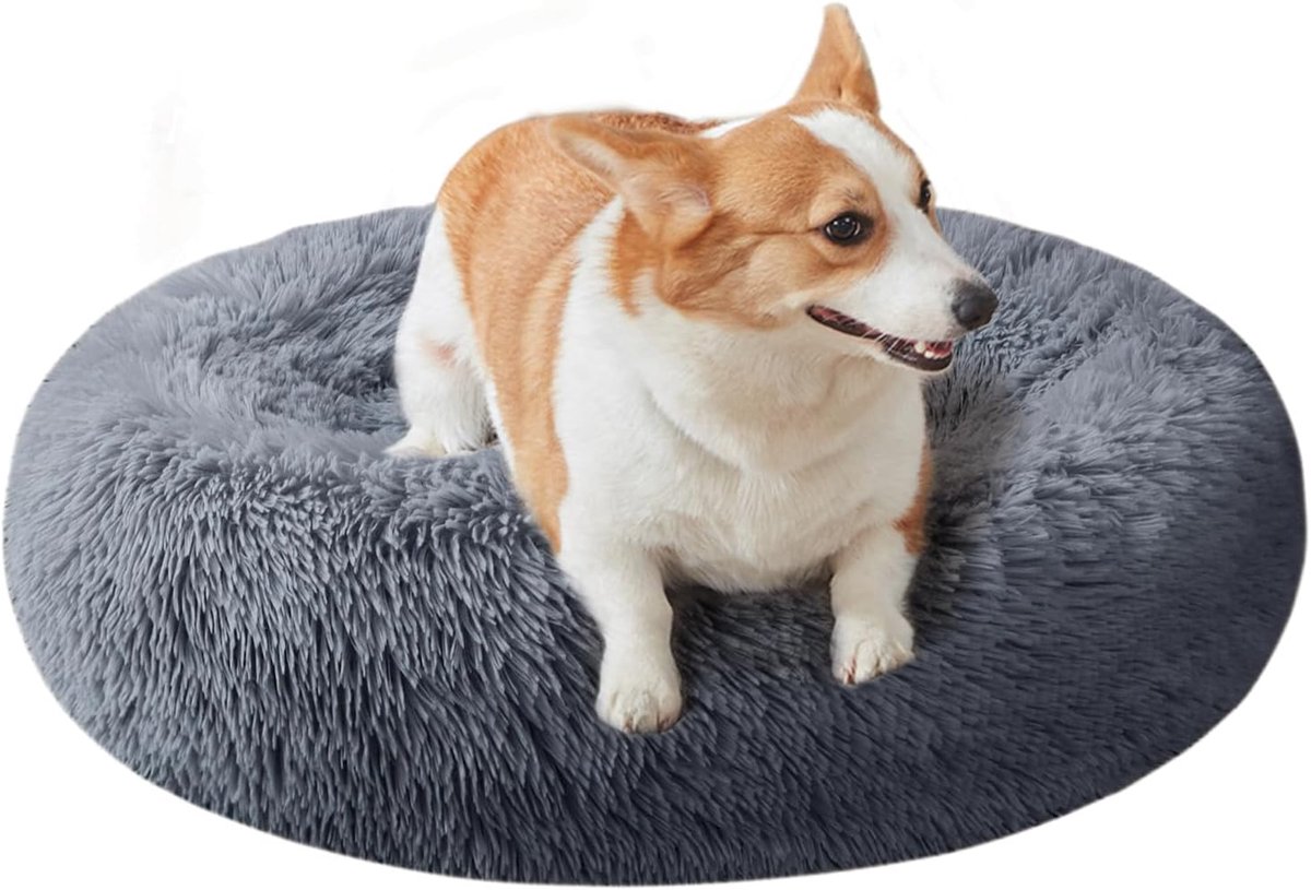 Hondenbed voor kleine, middelgrote en grote honden, 70 cm kalmerend hondenbed, wasbaar-rond, gezellig zacht huisdierbed voor puppy en kitten met slipbestendige bodem