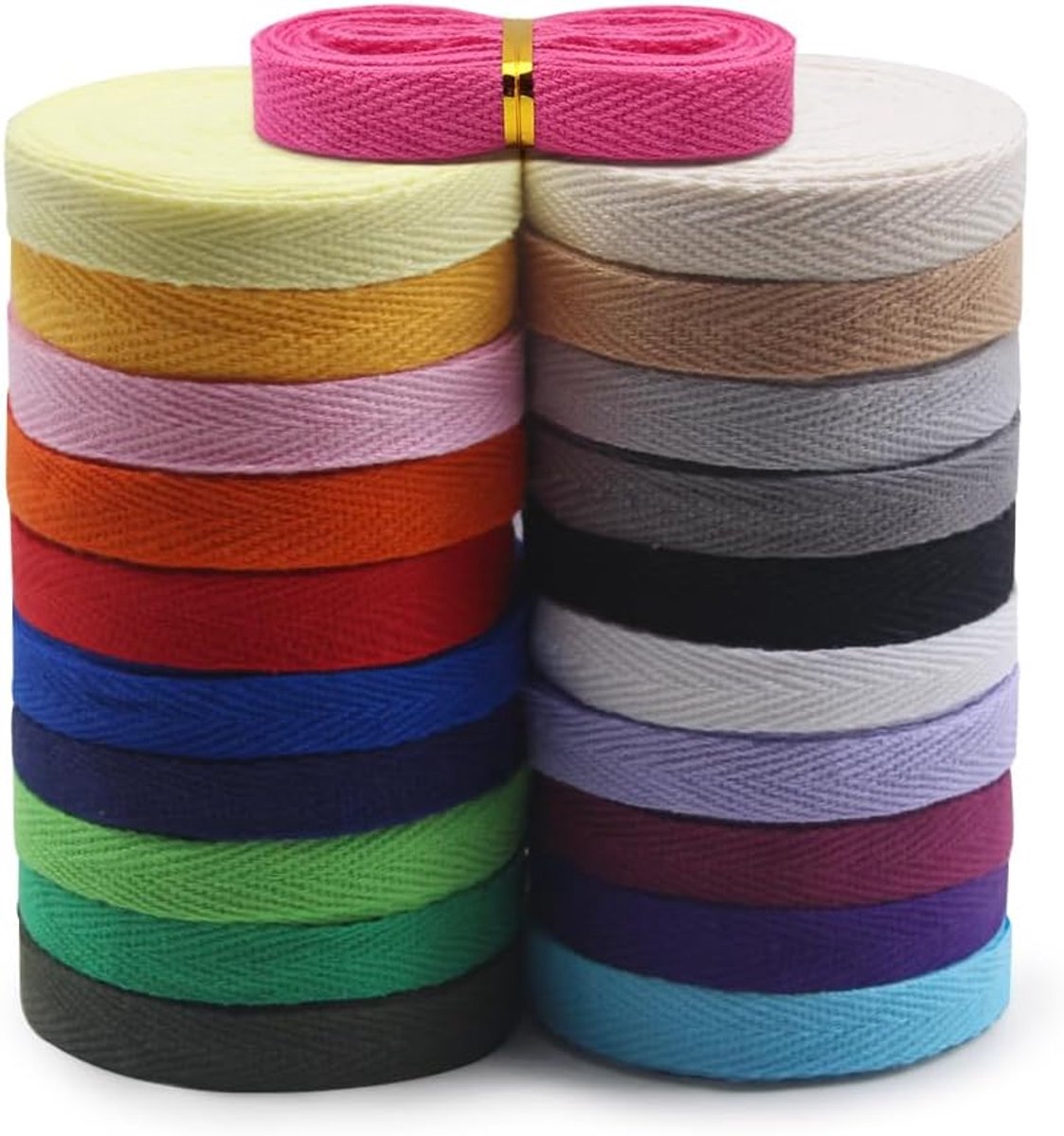 Katoenen 42 Yard Visgraat Lint Twill Singelband 21 Gemengde Kleur Naaien Bunting Voor Naaien Dressmaking Wijzigingen Craft 10mm