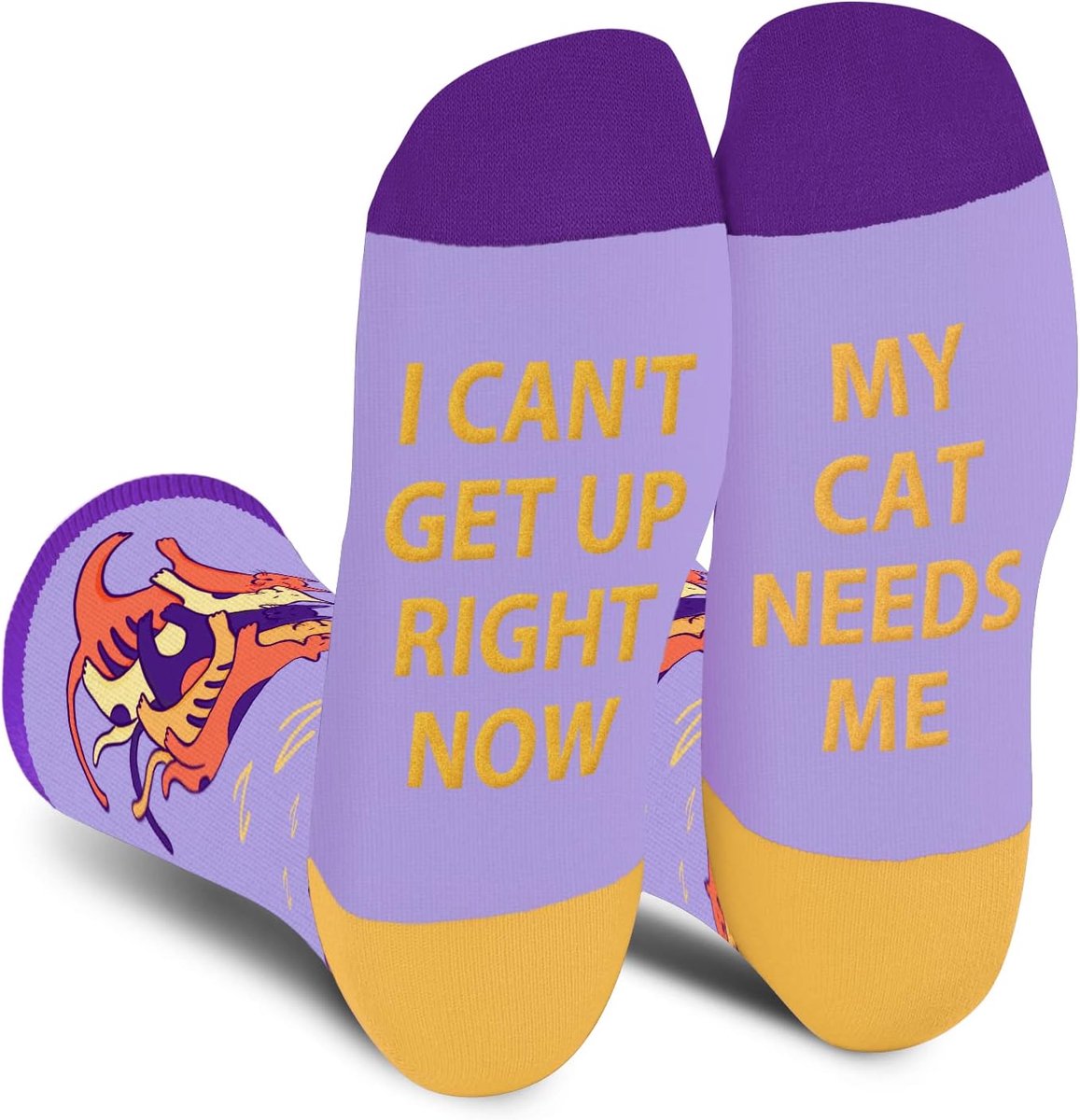 Sokken voor vrouwen - I can not Get Up Right Now The Cat Is On My Lap grappige cadeaus nieuwigheid leuke crew-sokken - tiener gekke grappige schattige sokken kerstkous