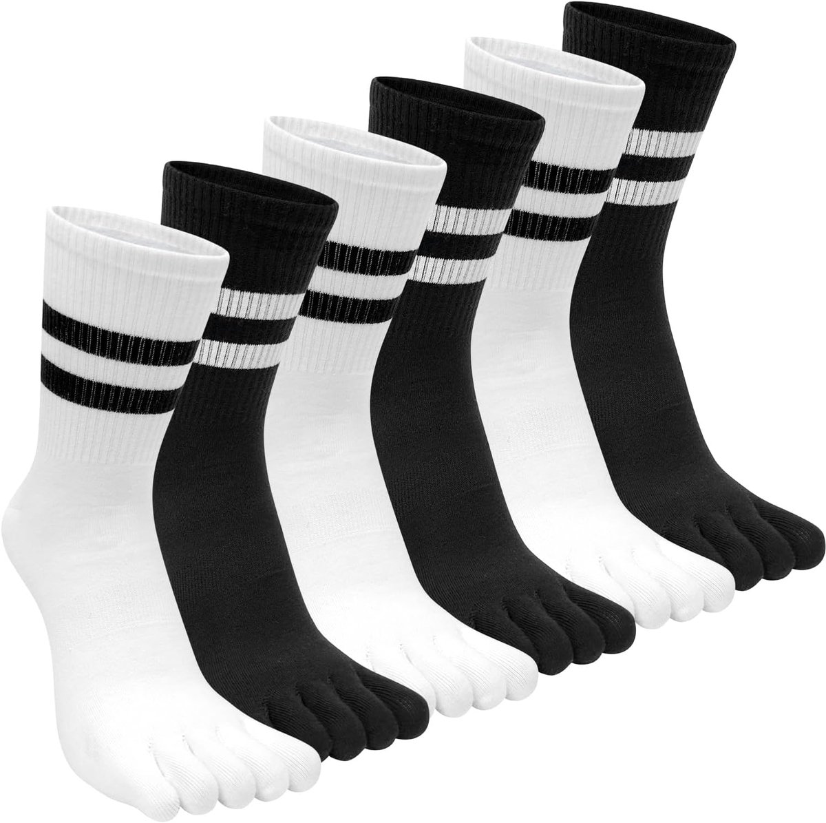 Sokken voor dames, gestreepte teensokken, sportsokken, katoen, kleurrijk, casual, voor dagelijks gebruik, yoga, fitnessstudio, hardlopen, school