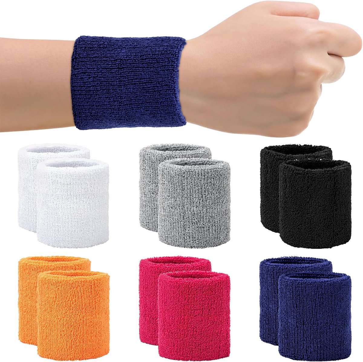 12 stuks Zweetbandjes, Polyester Zweetbandjes, Unisex Zweetbandjes, Kleurrijke Polsbandjes Voor Tennis, Basketbal, Voetbal, Rugby