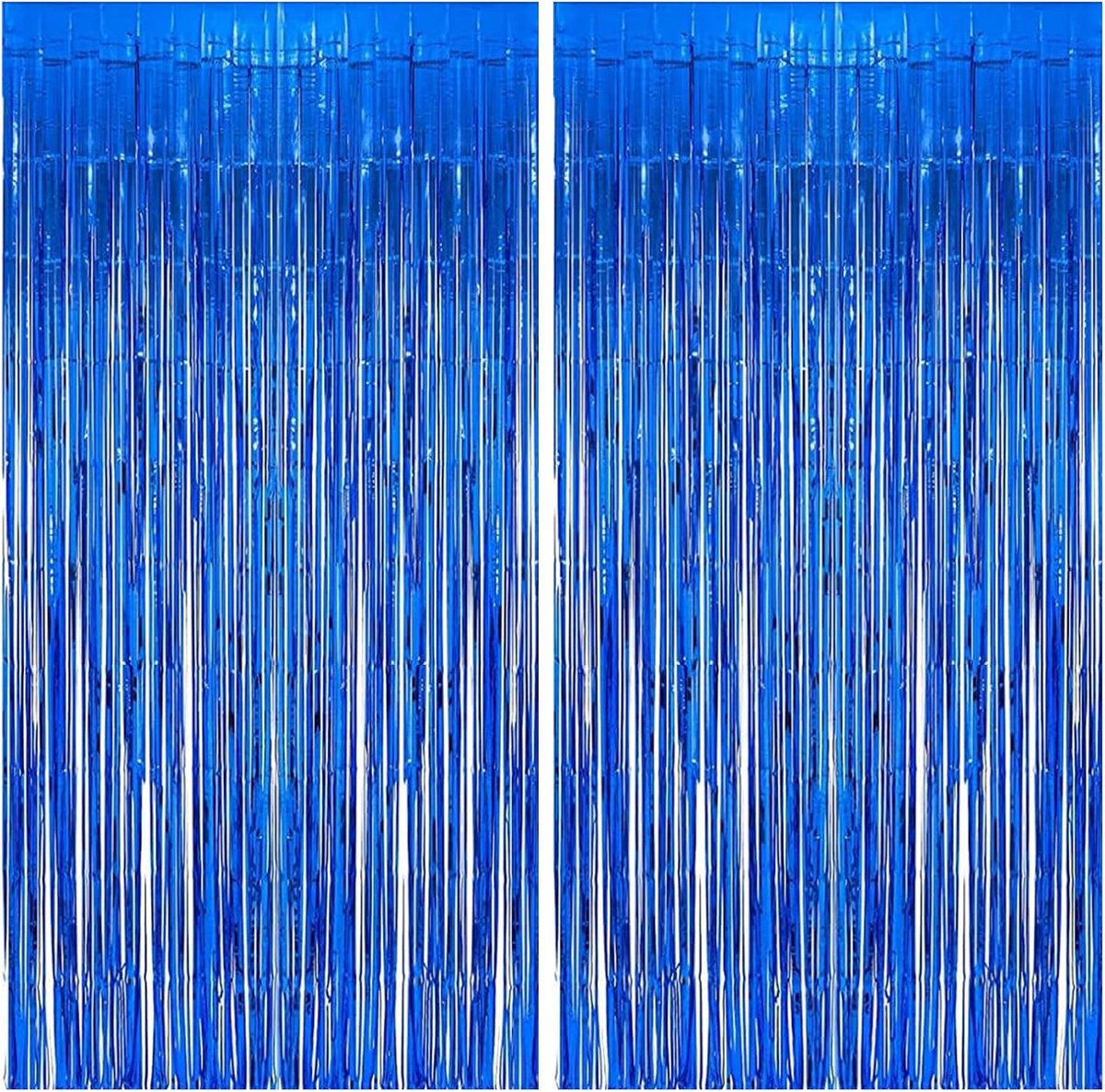 2 stuks marineblauwe glitter klatergoud gordijnen, 1 x 2 m glinsterende feestfolie deurgordijnen met franje kwastje klatergoud achtergrond voor verjaardag disco afstuderen kerstfeest decor