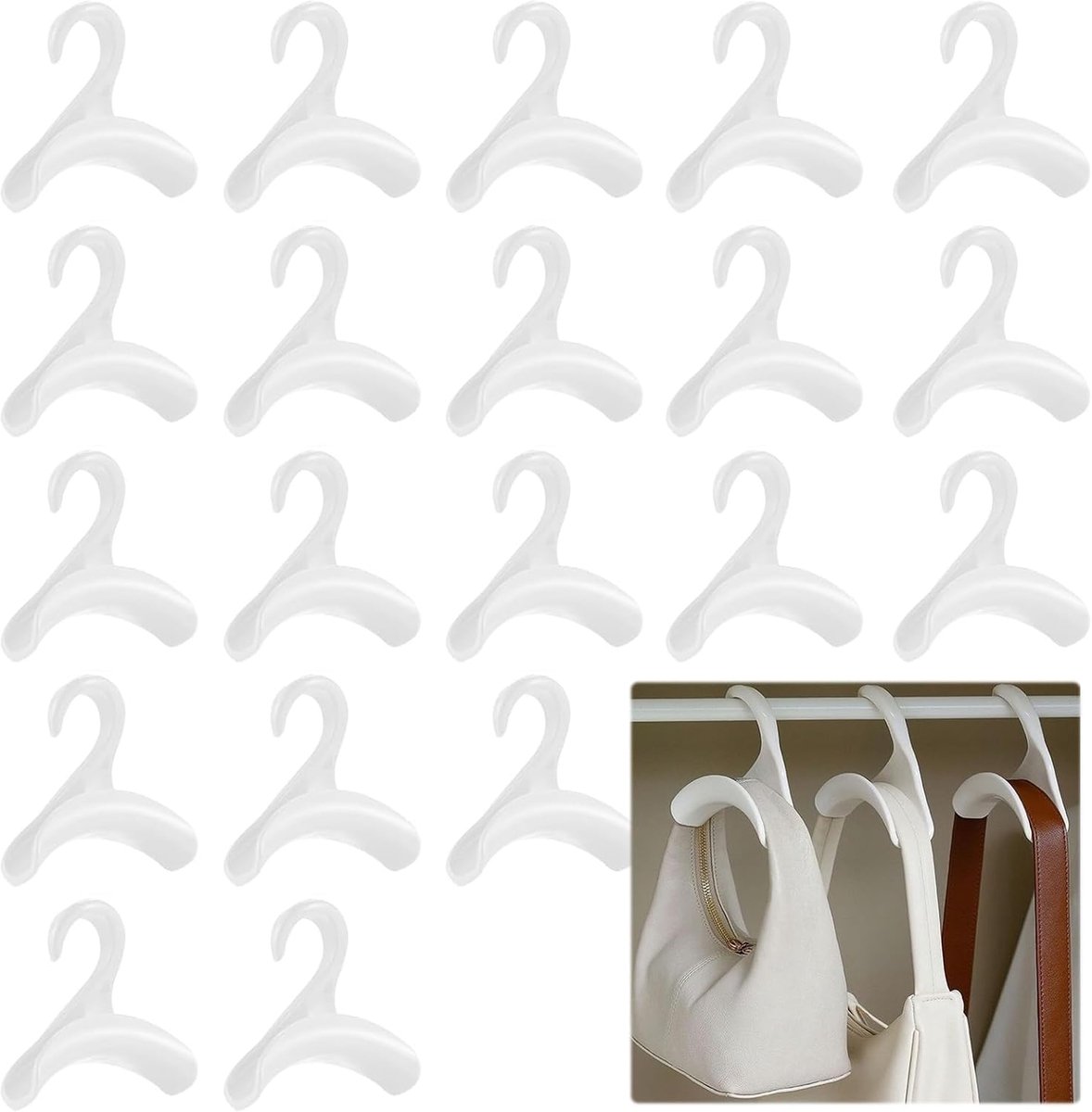 20 stuks tassenhaken, tassenhaken, handtas kleerhanger haak kast tassen ophanger, handtassen houder, tassenophanger voor hangende rugzakken, tas, sjaal, riem, stropdas