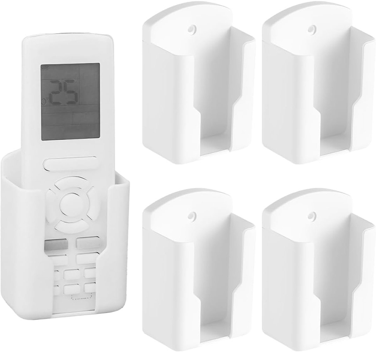 4 stuks Afstandsbediening Houder Muur, Muurbevestiging Afstandsbediening, Zelfklevend Pennenhouder Muur, Kunststof Houder Afstandsbedieningshouder Muur Organizer Box Multifunctioneel Wit, Muur Houder
