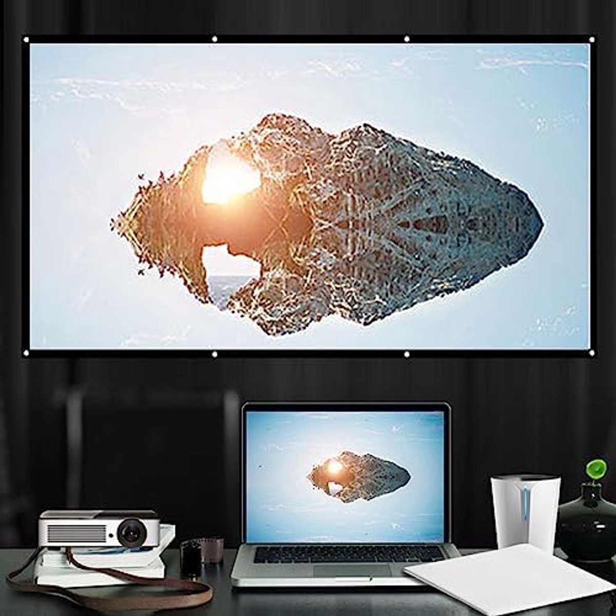 Projector Scherm 50 16:9 Dikker Draagbare Non Crease Zacht Wit Polyester Projector Gordijn Projectiescherm 40In (120 inch)