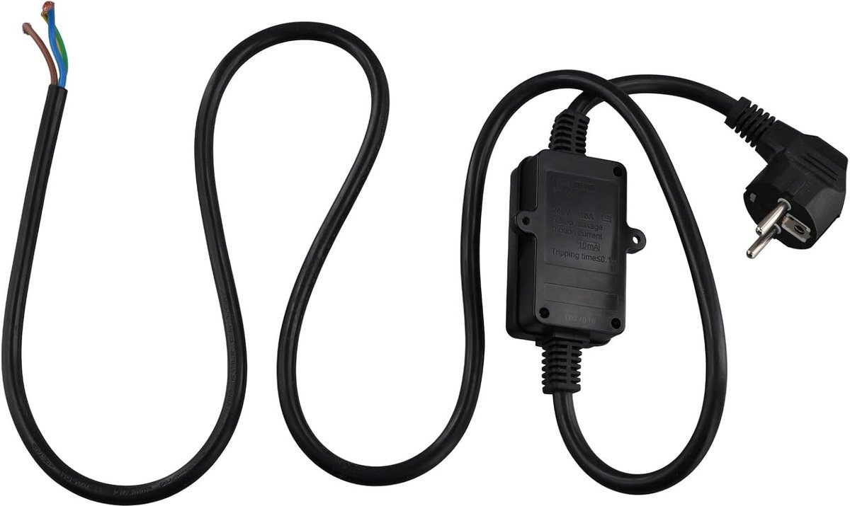 Stroomonderbreker stopcontact residuele stroomonderbreker met kabel, persoonlijke veiligheidsadapter EU-stekker zwart