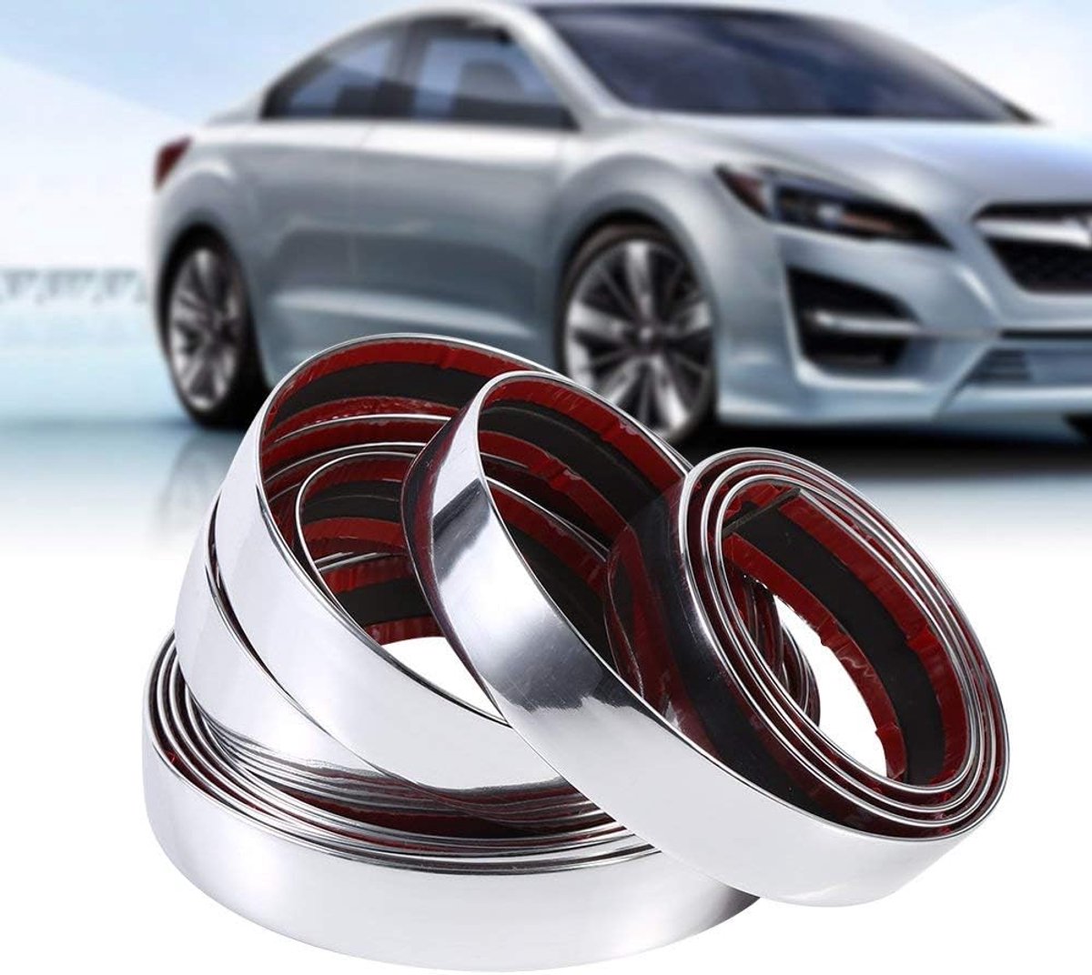 Decoratiestrip Universele Bumperbeschermingsstrip Auto-Interieur Exterieur Decoratietape Afdichtingsbeschermer Zilver