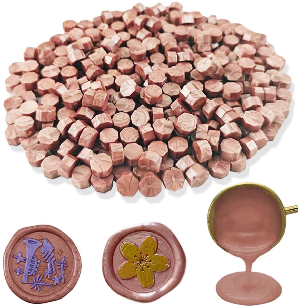 Ioggtser 560 PCS Octagon Verzegelende Wasparels voor de Stempel van de Wasverbinding, Verzegelende Wasparels voor het Maken van Wasverbindingen (Purple Copper)