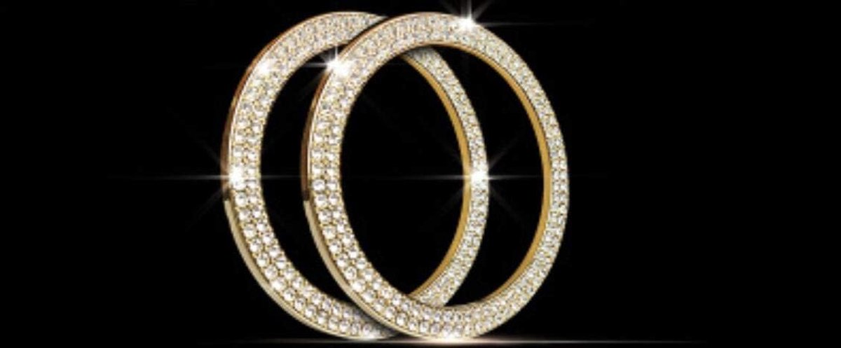 Interieur Trim Bling Accessoires geschikt voor Land Rover Discovery 4 Discovery Sport Auto Wijziging Accessoires Vrouwen Strass Crystal Decals Accessoires Tweeter horn ring 2pcs/set Goud