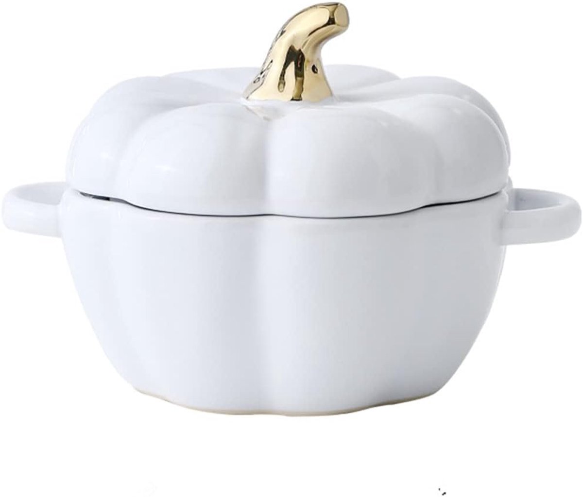 Pompoenkopjes, 450 ml, creatieve modieuze muesli-, sla- en dessertschalen met deksel, soepkommen met oor voor het ontbijt