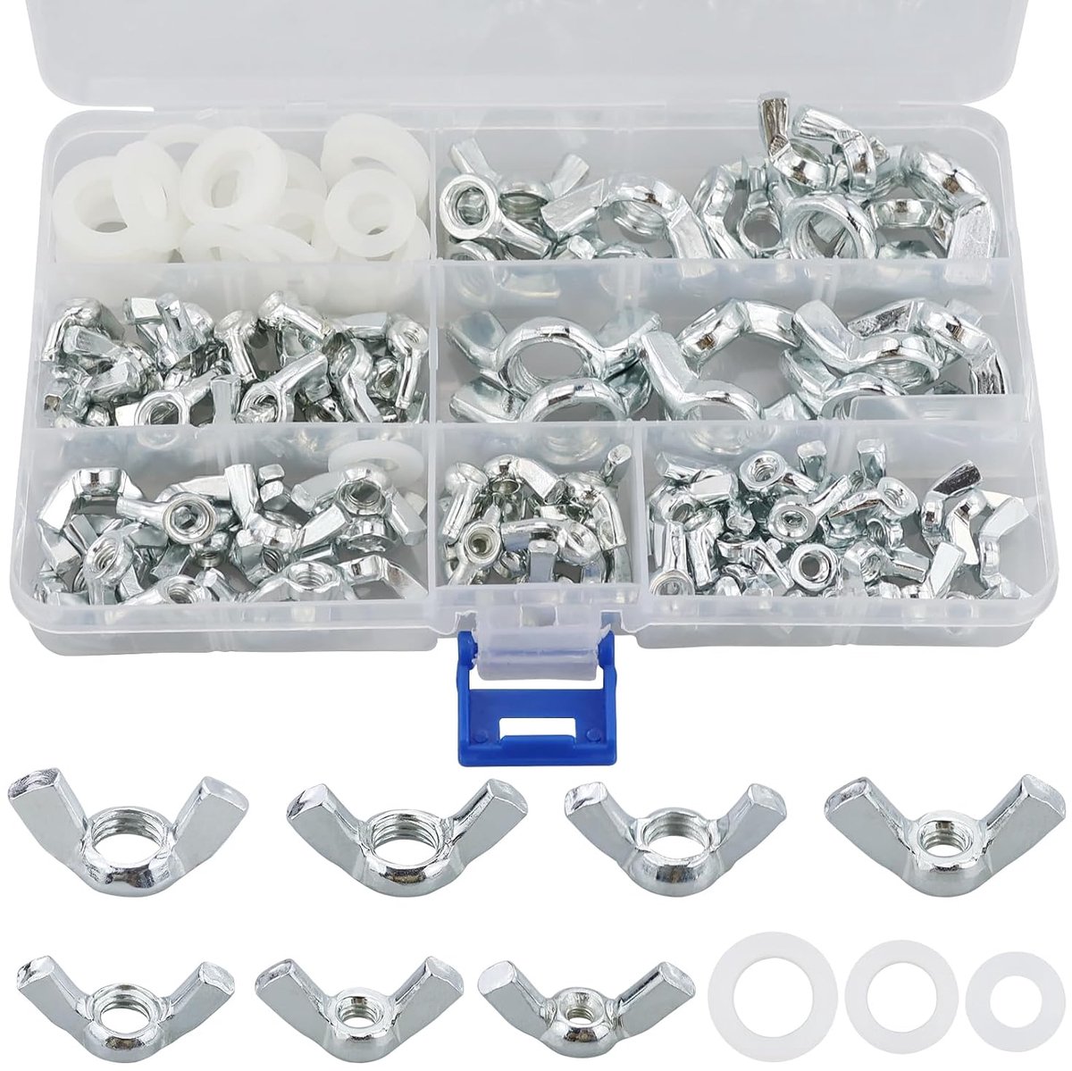 Vleugelmoeren M3, M4, M5, M6, M8, M10, M12, vleugelmoeren, assortimentskit voor doe-het-zelf gereedschap