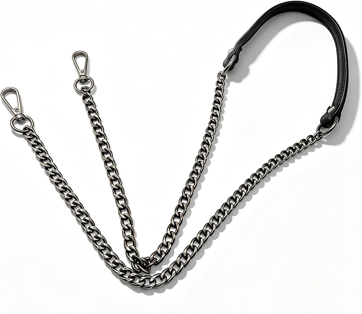 Schoudertas Ketting - 120 cm PU Leren Tassenband met Metaalgesp (Zwart)
