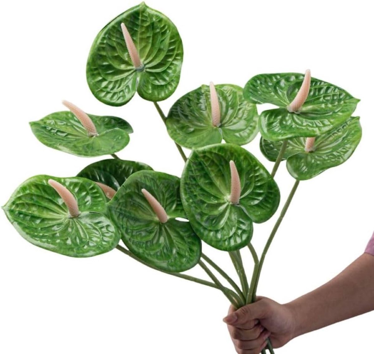 8 stuks 23-5/8 inch kunstmatige anthurium bloemen echte touch nepbloem voor tafel centerpieces arrangement en bruids bruiloft festival decor bloemstuk (groen)