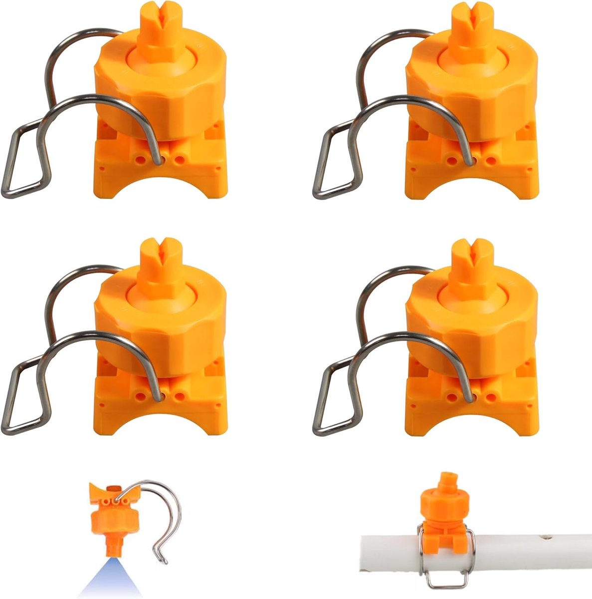 Spuitmond met clip, klemmondstuk, verstelbare kogel-platte ventilatorklem, geschikt voor 25 mm slang voor autowassen - ShopVlot