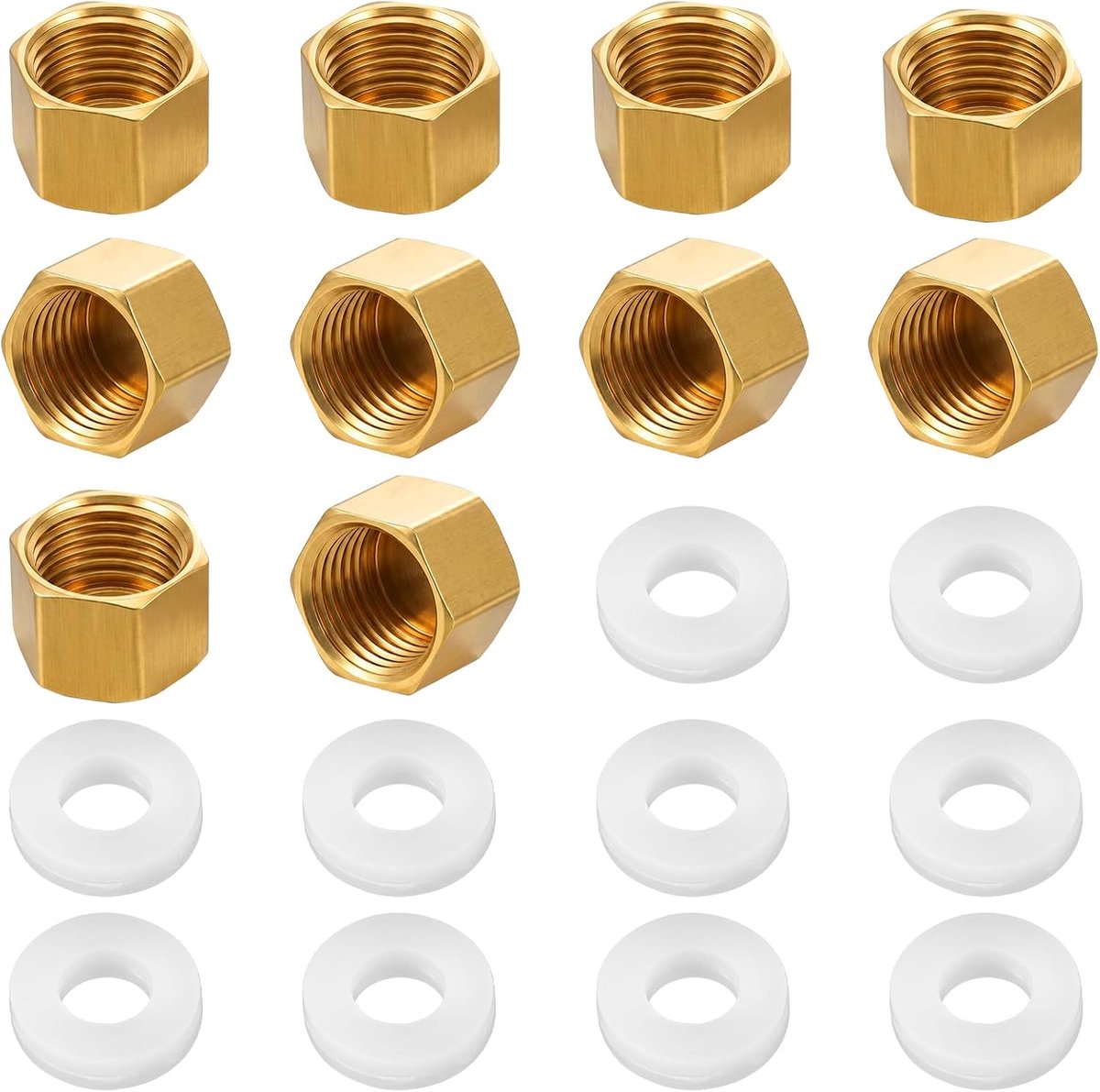 10 stuks slangdoppen, 1/4 inch, messing kap, zeskant, binnendraad met rubberen afdichtingen, blinde stop, slangdoppen - ShopVlot