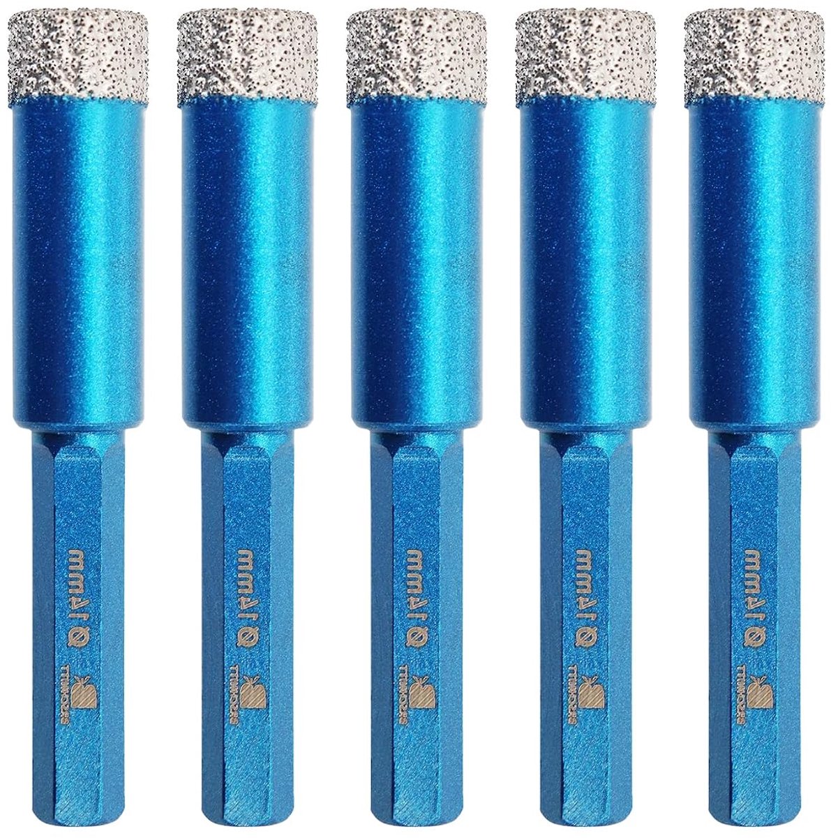 Dry Diamond Drill Set, BRSCHNITT 5pcs 3/5 Inch (14mm) Diamond Hole Saw Core Drill Bit for Porcelain Tile Ceramic Stone - ShopVlot