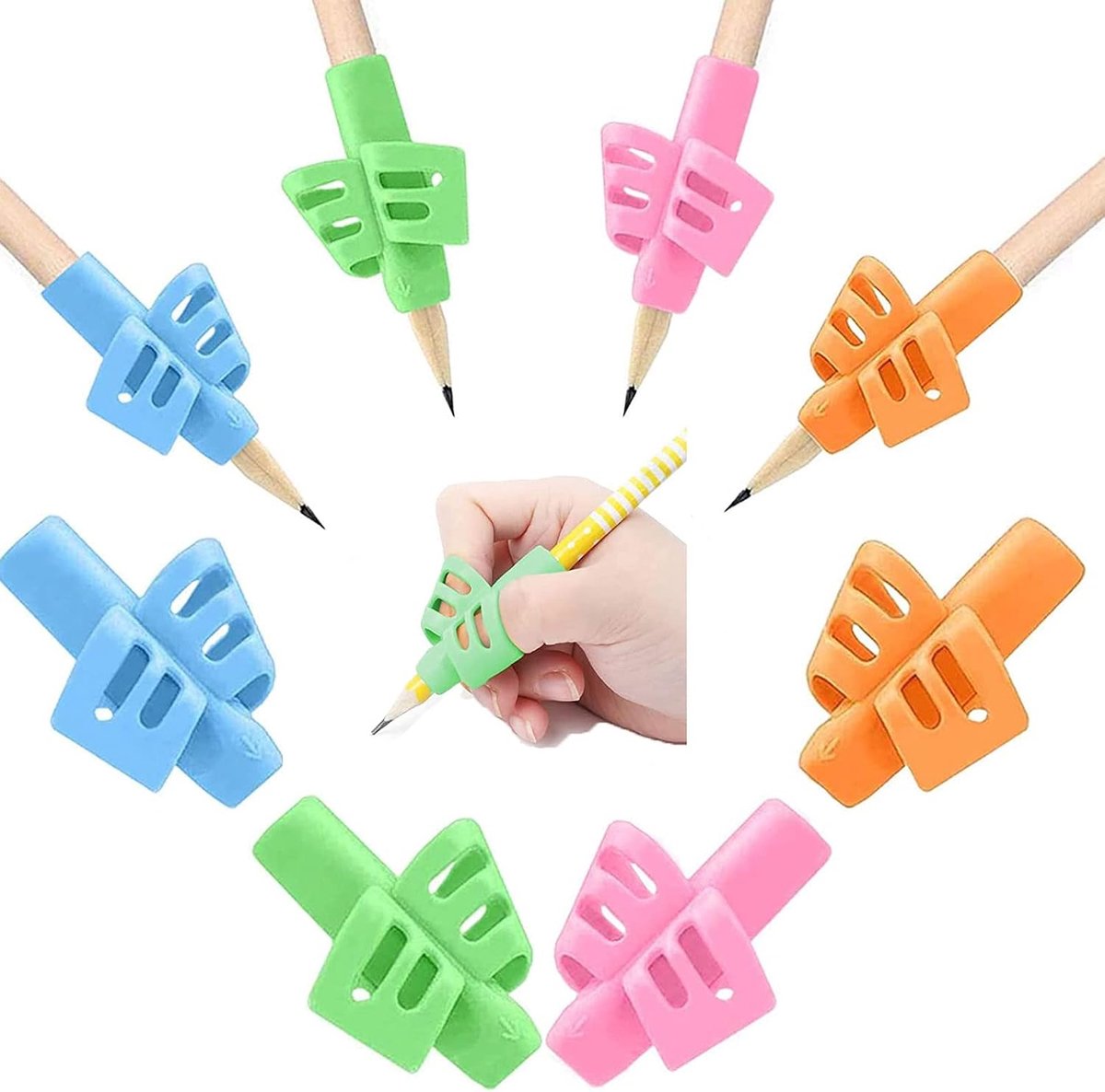 Potloodhandgrepen, 8 stuks, ergonomische pennenhouder voor verschillende pennen, correcte handschrifthouding voor - ShopVlot