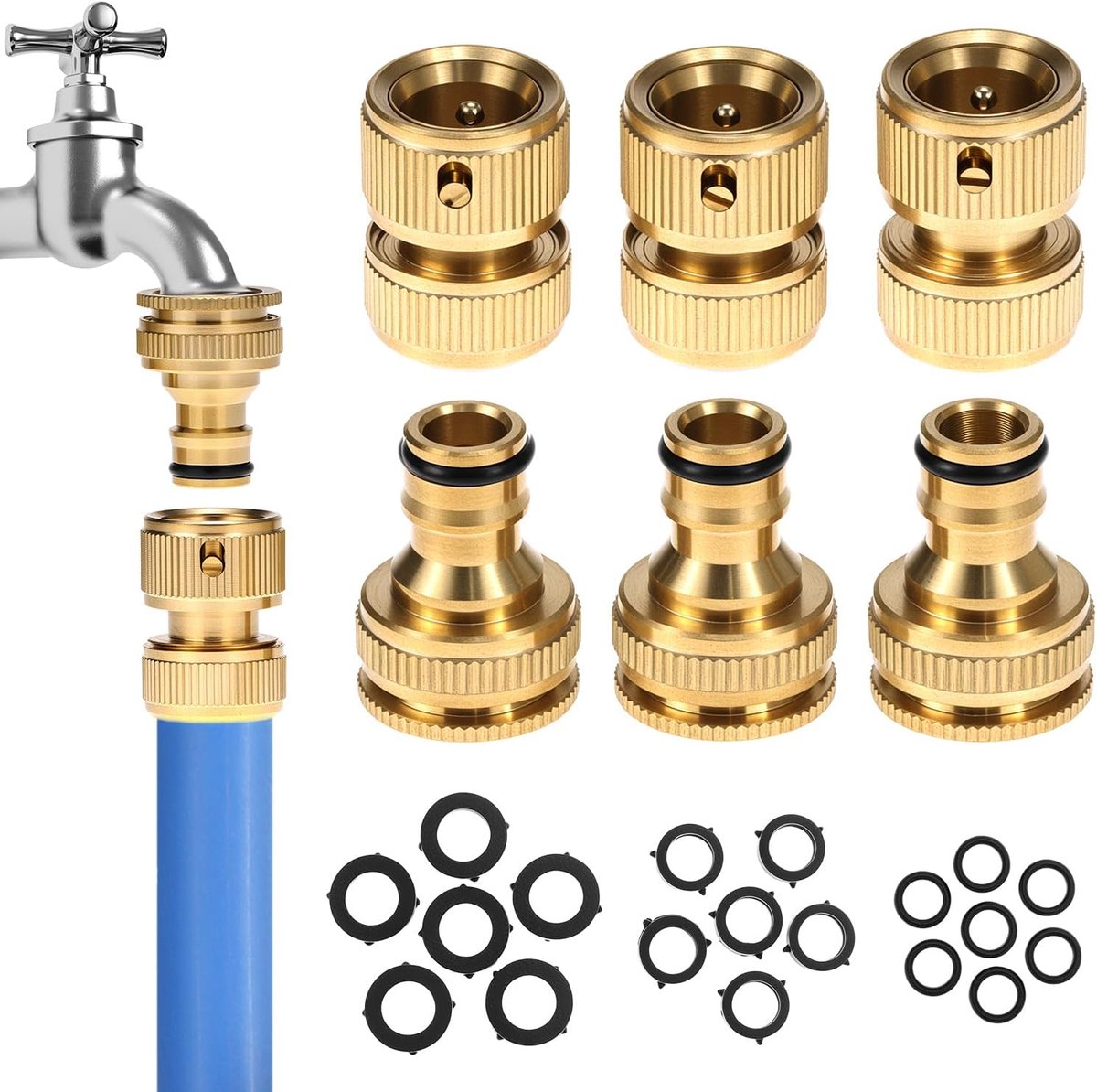 Slangconnector 1/2 inch - Messing - Snelkoppeling - Eenvoudige installatie - ShopVlot