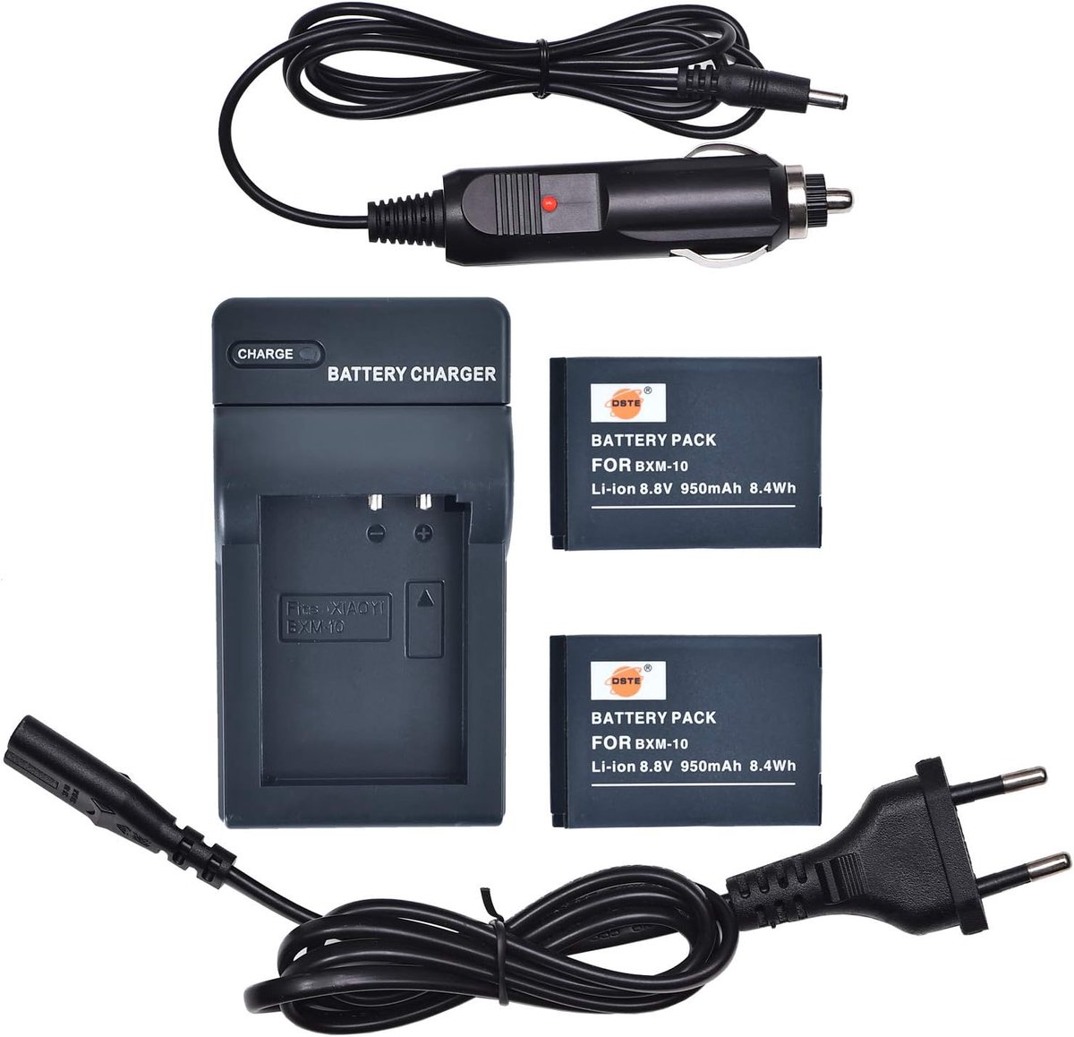 DSTE® 2 Pack Replacement Battery BXM-10 and DC175E Travel Charger Compatible with XiaoYi BXM-10, XiaoYi YI-M1 - ShopVlot