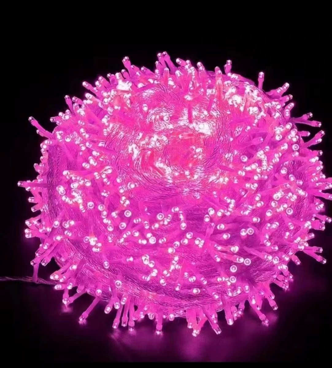 Aansluitbaar op 3 meter lange Halloween-verlichting voor binnen, 300 roze LED-lampjes voor Halloween, roze kerstverlichting met 8 standen voor buiten, geschikt voor kerstboomversiering - 08