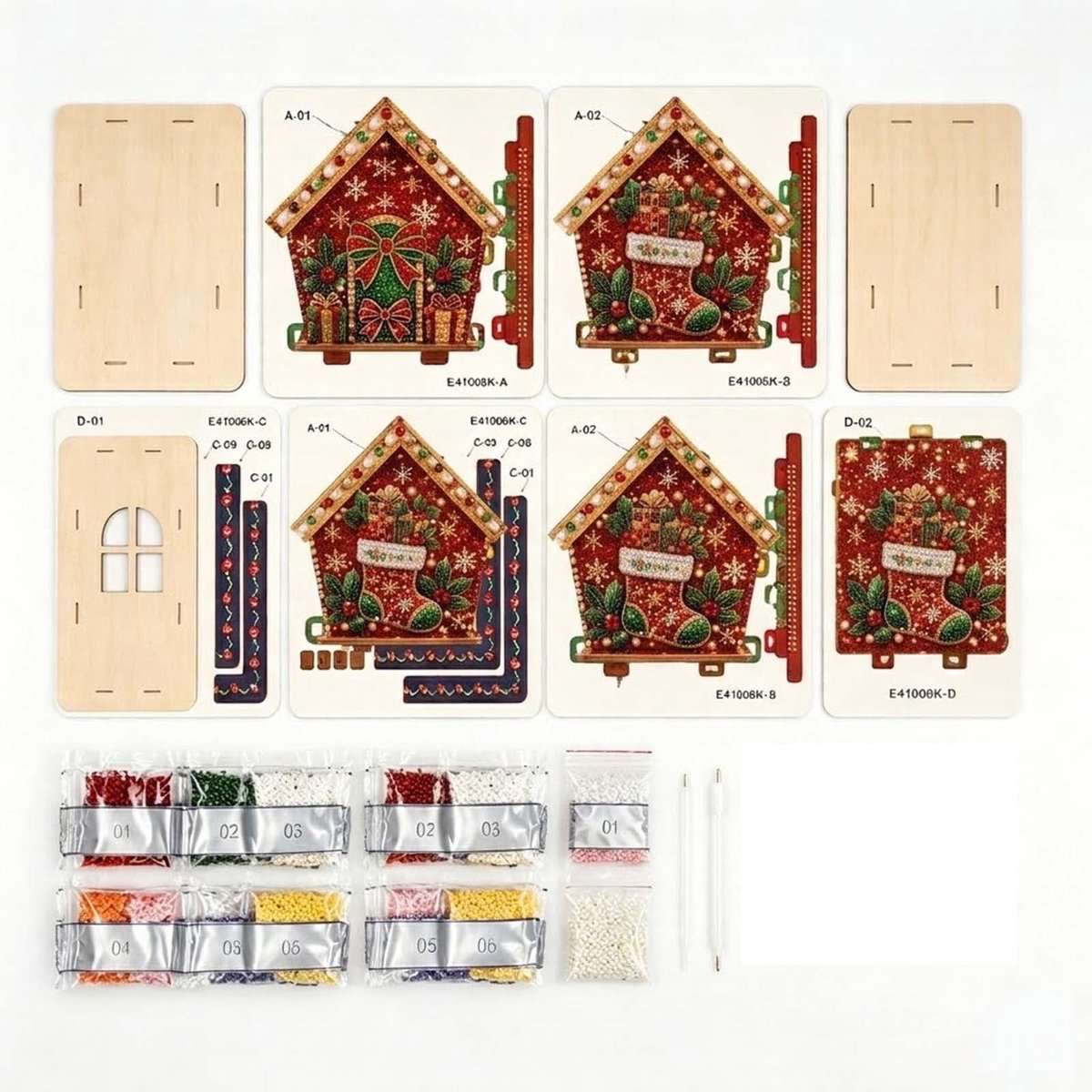 Namajunas - 3D Houten Huis Diamond Painting set - Parels - Diamond Painting Volwassenen & Kinderen - Met Diamond Painting Accesoires - Creatief Knutselen - Knutselpakket - Kerstboomversiering - Kerstversiering Decoratie Binnen - Cadeau - Kerstkous – foto 2