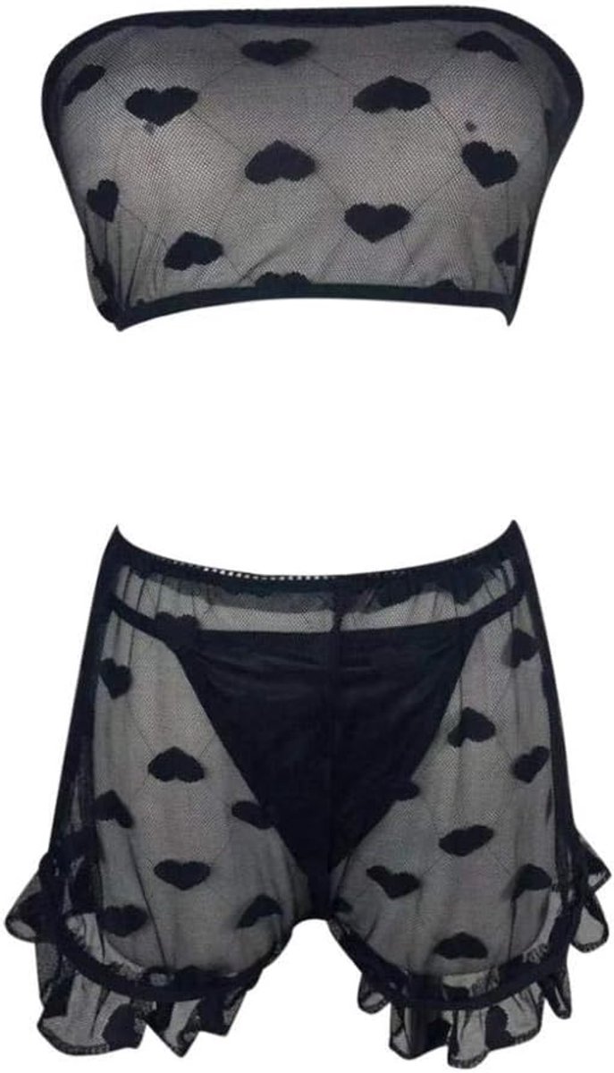Sexy lingerie dames v-hals doorschijnende kanten kimono lingerie nachthemd ondergoed sexy set negligé jurk met stringSexy Lingerie Set Dames Borduurwerk Kant Strapless Bras Thong Set Ondergoed Nachtkl