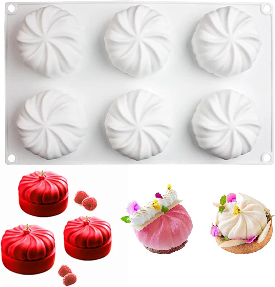 3D Siliconenmal Cake Decoreren Cake Fondant Cake Chocolade Bakken Gereedschap Cupcake Bakken (Wit 2) (D)