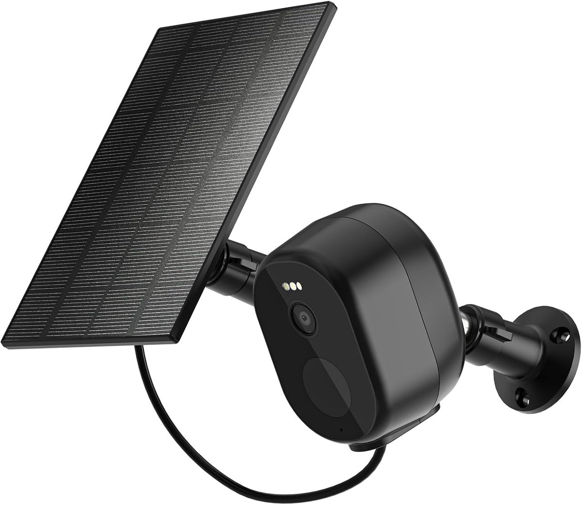 Bewakingscamera voor buiten, zonne-energie, 2,5 K, 4 MP, wifi-camera, bewaking voor buiten, draadloos, met accu, licht kleurennachtzicht, PIR-bewegingsdetectie, IP65, 2,4 GHz (zwart)