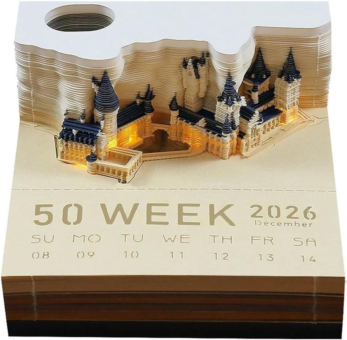 Bureau Kalender Memo Pad - Multicolor - 9 x 9 x 5 cm - Creatieve 3D Notities Kladblok met LED - Voor Kantoor en Thuis