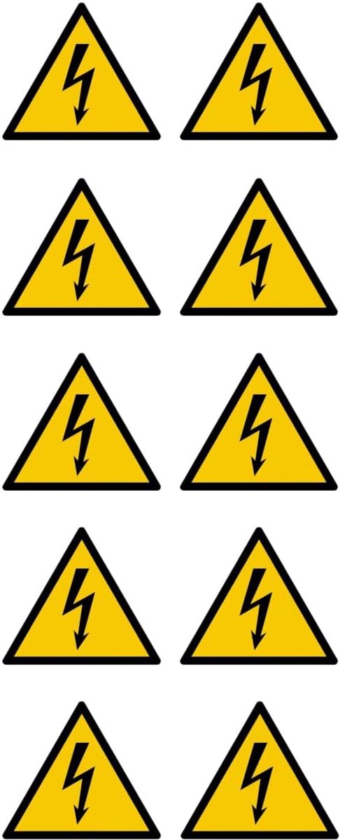 10x Waarschuwingsstickers Hoogspanning 5×5 cm